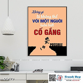 Mua Tranh động lực trang trí phòng làm việc - Không gì là không thể với một người luôn biết cố gắng - v2 - DL479