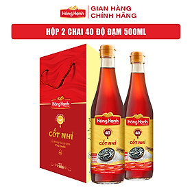 Hộp 2 chai nước mắm truyền thống Phú Quốc Hồng Hạnh Cốt Nhỉ 40 độ đạm - Chấm sống tuyệt ngon