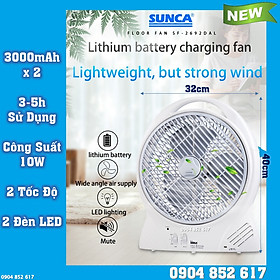 Mua Quạt sạc tích điện dạng hộp SF 2692DAL có đèn LED  3-5h Sử Dụng 12 inch