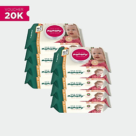 Combo 8 gói Khăn Ướt Mamamy 100 tờ/gói chống hăm, kháng khuẩn an toàn cho bé