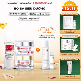COMBO dưỡng da chuyên sâu kem dưỡng ban đêm 30g + kem dưỡng ban ngày 5 in 1 30g + Serum dưỡng trắng 30ml cho tác dụng nhanh mạnh, toàn diện