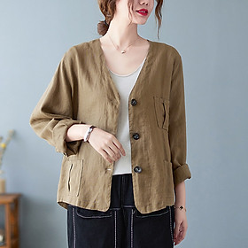 Áo vest Blazer Linen nữ dài tay, chất vải linen mềm mại, thời trang công sở ARCTIC HUNTER AH07