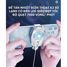 Mua Đế tản nhiệt điện thoại K3 làm lạnh bán dẫn có đèn LED siêu đẹp tốc độ quạt 7000 vòng/ phút