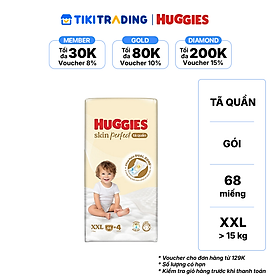 Tã quần Huggies Skin Perfect Mega Jumbo XXL64+4 miếng với 2 vùng thấm giảm kích ứng da