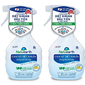 Combo 2 Chai xịt diệt khuẩn Natuearth 410 ml - Chuyên diệt khuẩn cho nhà bếp và da tay - với 100% nguyên liệu thiên nhiên theo công nghệ Nhật Bản