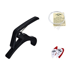 Combo Bộ phụ kiện đàn Ukulele Capo + Bộ dây dự phòng + Phím gảy