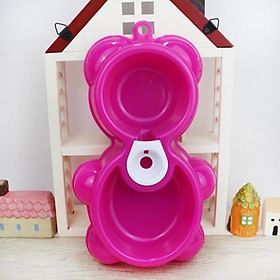 Bát Đôi Gắn Bình Cấp Nước Tự Động Hình Gấu Cho Chó Mèo