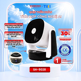 Quạt Tuần Hoàn Không Khí SHIMONO SH-9028 65W Xoay 3D Tạo Luồng Gió Đối Lưu, Tích Hợp Cảm Biến Nhiệt và Công Nghệ AI Hàng Chính Hãng