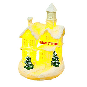 Christmas Holiday House, Christmas Glowing House, Xmas Ornament LED Lighted Xmas Town Scene Mini Ornament Figurines