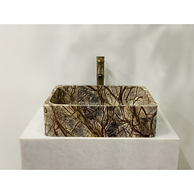 Mua CHẬU LAVABO ĐÁ TỰ NHIÊN MÀU VÀNG RỪNG  RCN45