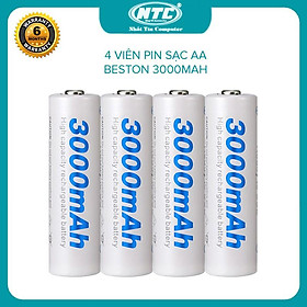 Mua Combo 4 pin sạc AA Beston 3000mah/2800mah - kèm hộp nhựa đựng pin (Trắng)