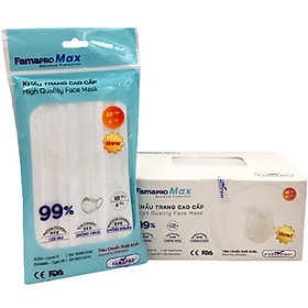 Khẩu Trang Y Tế Cao Cấp 4 Lớp Famapro Max Màu Trắng (40 Cái / Hộp) - Tặng 1 Túi Khẩu Trang Famapro Max (10 Chiếc/ Túi)