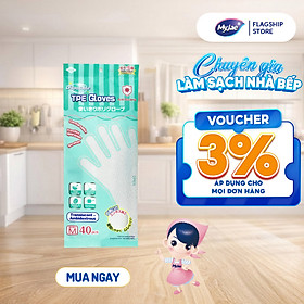 Găng Tay Chống Khuẩn TPE MyJae Một Lần Dùng Nấu Ăn, Rửa Chén Bát Size M (40 Cái/Hộp)