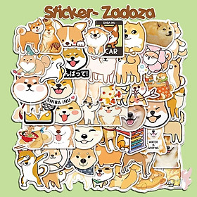 Bộ sticker trang trí mũ bảo hiểm, laptop chủ đề chó shiba inu siêu đáng yêu