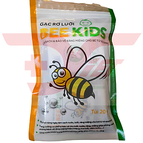 Gạc rơ lưỡi Bee Kids 20 gói x 1 túi Hàng chính hãng- Vải dệt an toàn