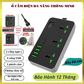 Ổ cắm điện đa năng Hoco DC15 sạc nhanh PD18W hỗ trợ 4 cổng USB- cổng AC tiện dụng - Hàng chính hãng