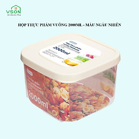 Hộp nhựa đựng thực phẩm vuông 2000ML - Màu ngẫu nhiên