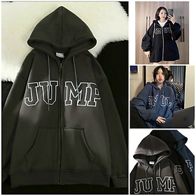 Áo Khoác Len Nỉ Chữ JUMP Có Nón Mũ 2 Lớp - FREESHIP Kiểu Hoodie Khóa Kéo Zip Nam Nữ Cặp Đôi