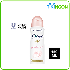 Xịt khử mùi Dove Powder Soft Hương phấn thơm Dưỡng da Sáng mịn dành cho nữ, 150ml