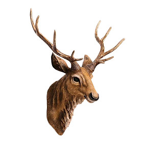 Fityle 3D Deer Head Statue Sculpture Figurines Wall Mount Artwork Bust Stag Faux