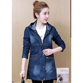 Áo Khoác Jean Nữ In Chữ Phối Nón AK624 - Xanh