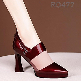 Giày cao gót nữ phối nhựa trong suốt ROSATA RO477 - 8p - Đen, Đỏ