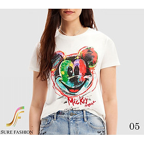 Sure Fashion Official, Áo Thun Nữ Cao Cấp In Hình, Chất Liệu 100% Sợi Cotton Tự Nhiên, Thoáng Mát, Mềm Mại, Thoả Mái Vận Động, Giá Tốt Khi Mua Online - Size L - Áo Trắng
