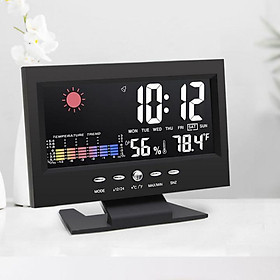 Đồng hồ để bàn led lcd báo thức thời tiết cảm biến âm thanh cao cấp- đen 206759