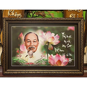 Tranh in dầu thư pháp , Tháp mười đẹp nhất bông sen, Việt Nam đẹp nhất có tên Bác Hồ - IN176