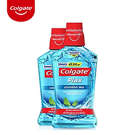 Bộ đôi nước súc miệng Colgate diệt 99% vi khuẩn Plax bạc hà 500ml chai