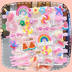 Kẹp tóc cho bé gái, Set 14 kẹp tóc mái cho bé nhiều màu sắc họa tiết dễ thương (14psc) – SP154