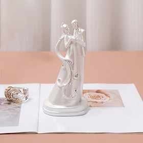 Resin Groom & Bride Couple Figurine Wedding Cake Topper for Wedding Engagement Ornaments