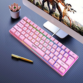 Bàn Phím gaming mini Led RGB V700 pink giả cơ nhỏ gọn - hàng nhập khẩu