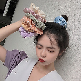Dây chun buộc tóc vải scrunchies họa tiết hoa phong cách Nhật Hàn cực đẹp SC04
