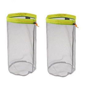 2x Ultralight Mesh Sack Storage Bag for Travel Camping L Grass Green