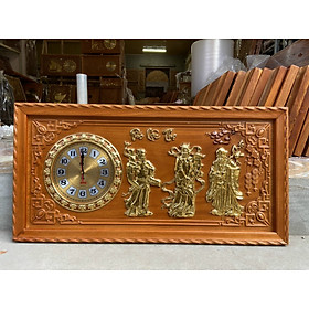Tranh đồng hồ treo tường trạm khắc phúc lộc thọ bằng gỗ gõ đỏ kt 41×81×4cm