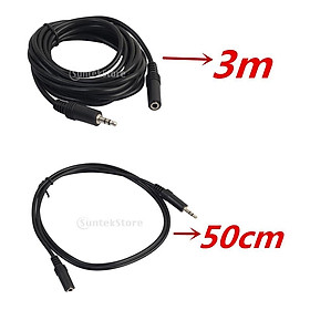 2 Pieces 3.5mm Jack Male to Female Audio Stereo Extension Aux Cable for Headphone Headset Snart Phones - 50cm/1.64ft and 3 Meter/9.84ft (Black)