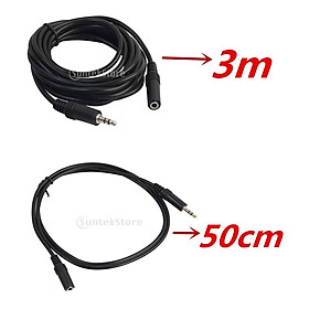 2 Pieces 3.5mm Jack Male to Female Audio Stereo Extension Aux Cable for Headphone Headset Snart Phones - 50cm/1.64ft and 3 Meter/9.84ft