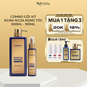 Combo dầu gội và xịt ngăn ngừa rụng tóc, kích thích mọc tóc Enmys (Chai 500ml/100ml)