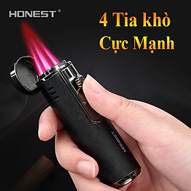 Mua Bật lửa khò  hộp quẹt khò honest 4 tia cực mạnh bơm gas điều chỉnh gas dễ dàng