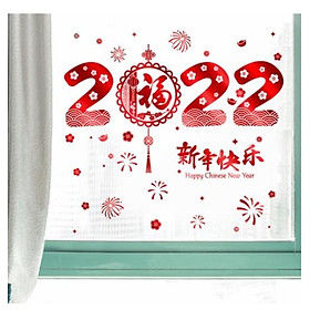 Mua Decal trang trí tết - 2022 Ánh Vàng - ĐỎ cao cấp