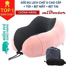 Gối Chữ U Kèm Bịt Mắt, Bịt Tai – Gối Ngủ Du Lịch, Tựa Đầu Chống Mỏi Chất Liệu Memory Foam Chính Hãng miDoctor – mi1711