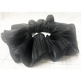 Cột tóc đen ánh kim vân tròn size lớn đẹp - cột tóc scrunchies