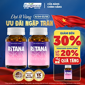 Combo 2 Chai 60v – Viên Uống Trắng Da Ritana Ecogreen Chứa Glutathione Mờ Sạm Nám, Chống Nắng Cho Da