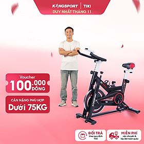 Xe đạp tập thể dục tại nhà Kingsport BK-5806 tải trọng tối đa 150kg, tích hợp đồng hồ thông minh đo nhịp tim và các thông số khi tập luyện, cân nặng phù hợp từ dưới 70-75kg