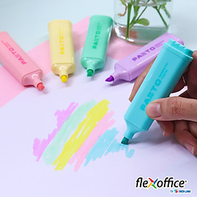 Bút dạ quang màu Pastel Thiên Long Flexoffice Pazto FO-HL009/VN - Bút dạ quang rửa được - Không để lại vết khi Photocopy