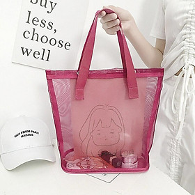 Women's Shoulder Bag Mesh Totes Net Beach Bag Foldable Handbag Fruit Grocery Shopping Bags Fashion Large Capacity