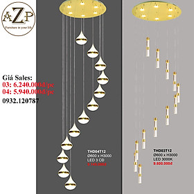 ĐÈN THẢ TRẦN / ĐÈN THÔNG TẦNG TRANG TRÍ PHÒNG KHÁCH / PHÒNG NGỦ / CẦU THANG / KHÔNG GIAN SANG TRỌNG AZP-TTG04 / AZP-TTG03 phong cách đương đại, hàng nhập khẩu AZP