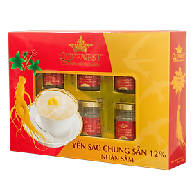 Yến sào chưng sẵn QUEENNEST 12% Nhân Sâm (Hộp 6 Hũ)