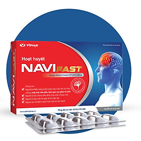 (CHÍNH HÃNG) HOẠT HUYẾT NAVI FAST (Hộp 20 viên) dùng cho người Thiểu năng tuần hoàn máu não, Rối loạn tiền đình, Tê bì chân tay, Đau mỏi vai gáy, mất ngủ, khó ngủ, ngủ không sâu giấc. Người bị tai biến hoặc dùng dự phòng tai biến do tắc mạch